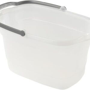 Plastic Rectangular Cleaning Bucket with Handle, Clear, 4 Gallon