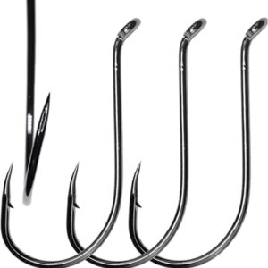 100 Pcs Sharp Octopus Hook Sport Circle Fishing Hooks High Carbon Steel Fishing Jig Hook Black Fishhooks-Sizes 4# to 8/0#