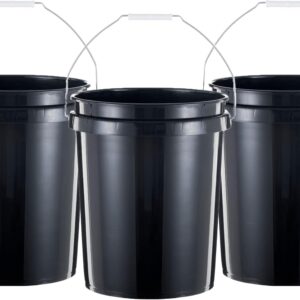 5 Gallon Bucket Heavy Duty Plastic Bucket Comfortable Handle Easy to Clean Perfect for on The Job Home Improvement or Household Cleaning; Black , 3 Count