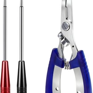 Fish Hook Remover Tool & Fishing Pliers Kit – 2 Stainless Steel Hook Removers + 1 Split Ring Pliers, Quick & Safe Use, Non-Slip Handle, Magnetic Tip, Salt & Freshwater Fishing, Men’s Gift