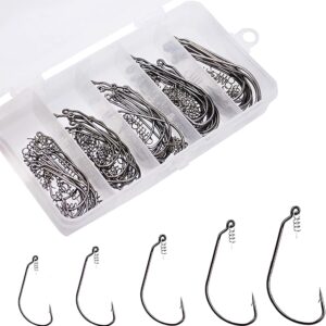 Fishing Hook Wide Gap Offset  Jig Fishing Hooks Set Fishhook Bass Fsihing Tackle