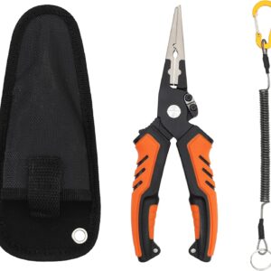 Fishing Pliers - 8 Inch Fishing Gear for Saltwater with Hook Remover, Split Ring Pliers, Line Cutter, Corrosion Resistant, Fishing Gifts for Men