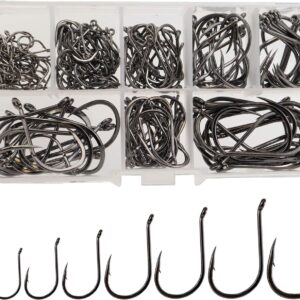 Fishing Hooks Freshwater Saltwater Fishing Gear Fishing Tackle Large Size Set, Worm Soft Bait Jig Fishhooks, Size 22 20 18 16 14 12 10 6